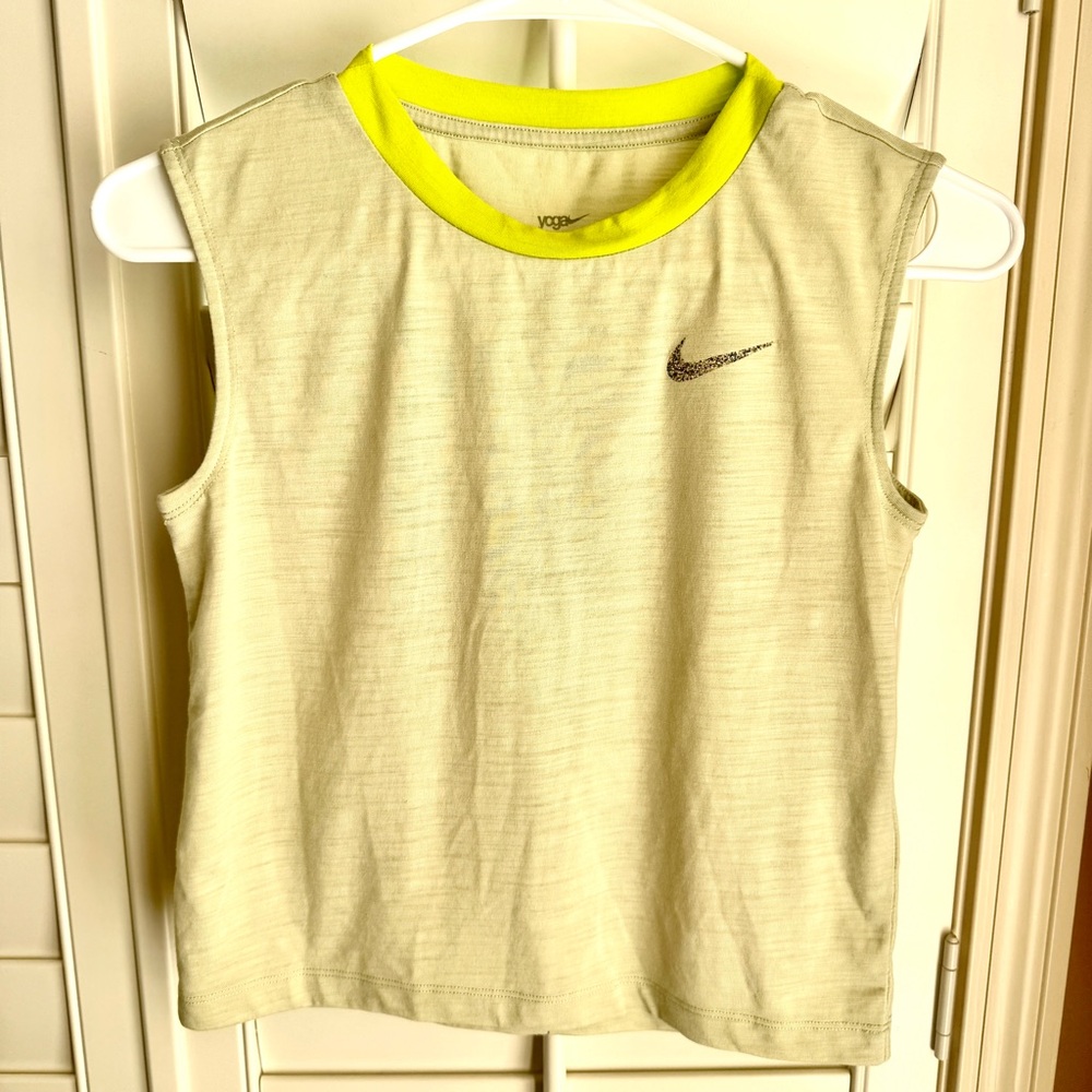 Nike Yoga Dri-FIT Crop Tank Top Women’s Medium Green‎ Neon Trim